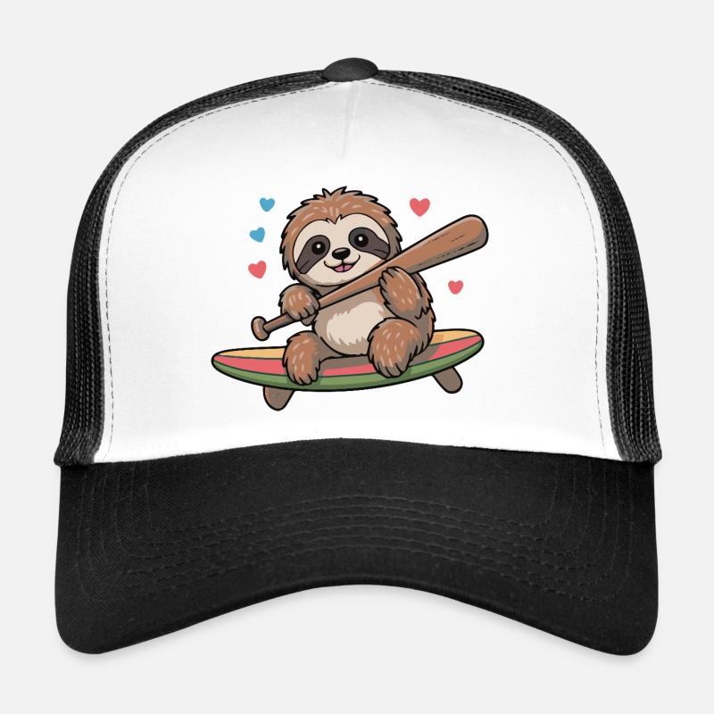 Faultier auf Surfbrett-Herzen Trucker Cap