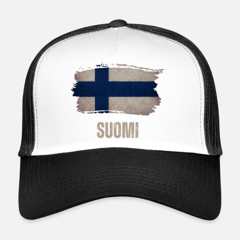 Drapeau grunge de la Finlande, vintage Finlande Casquette trucker 
