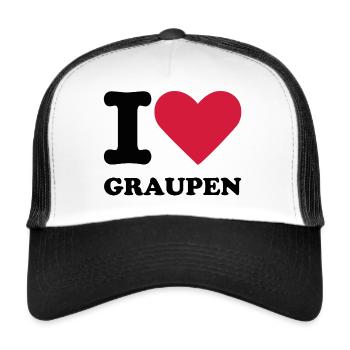 Stromberg Mit Spruch I Love Graupen - Trucker Cap - Weiß/Schwarz - Vorne