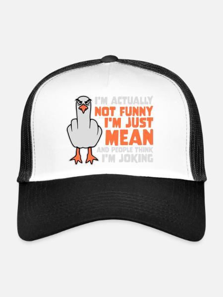 Doigt d’honneur Seagull Pas drôle Les gens méchants pensent à la blague - Casquette trucker  - blanc/noir - Devant