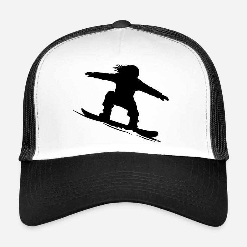 Snowboarder Silhouette - Farbe variabel - Trucker Cap - Weiß/Schwarz