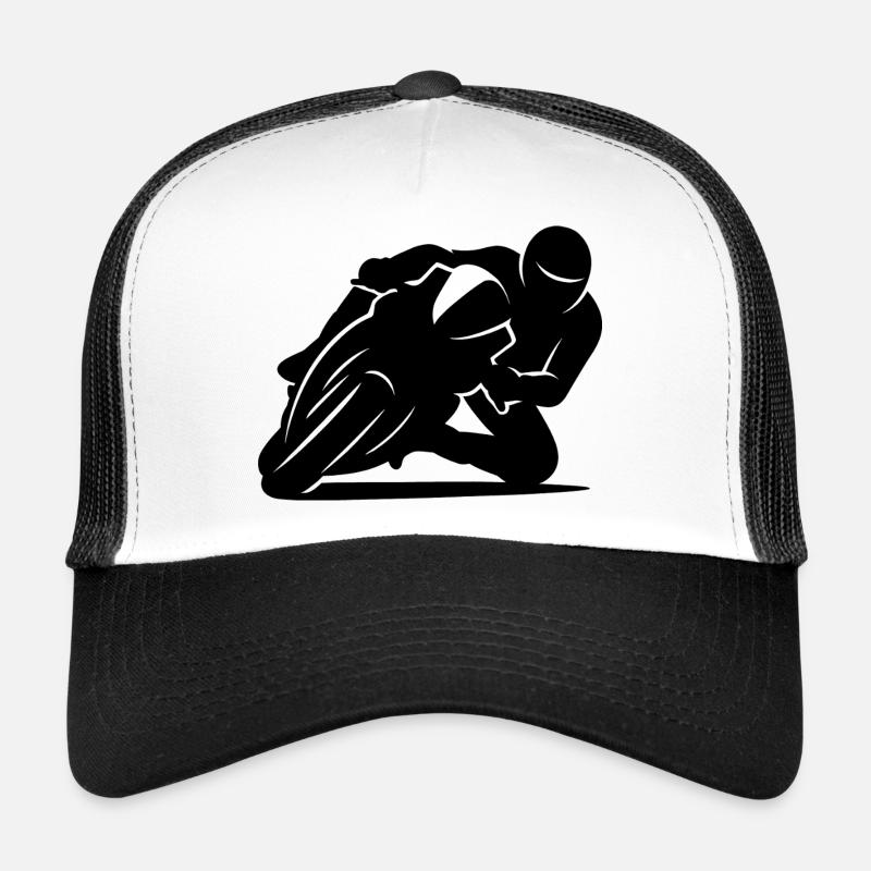 Silhouette minimaliste de moto de course Casquette trucker 
