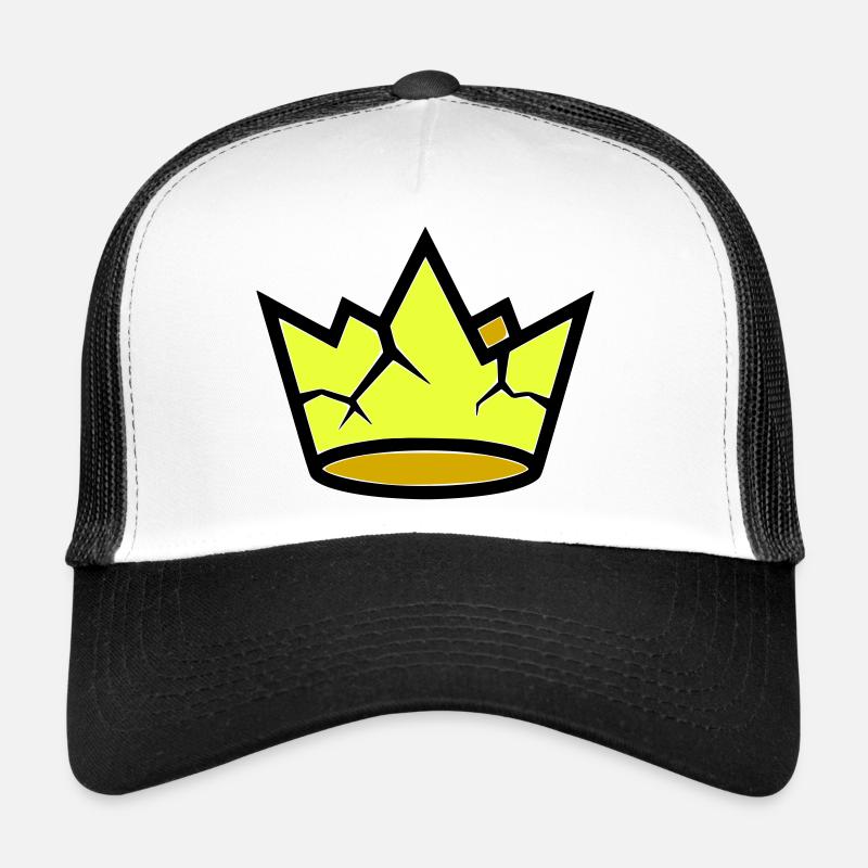 Broken Crown Grunge Rissig Vektor - Trucker Cap - Weiß/Schwarz