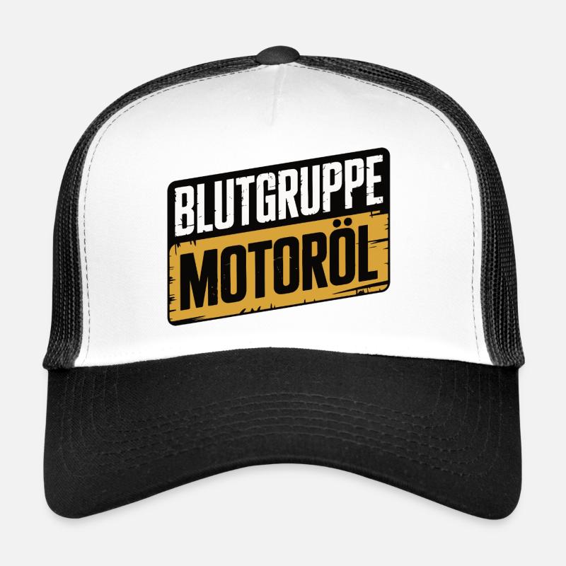 Blood Type Engine Oil Screwdriver Design Trucker Cap