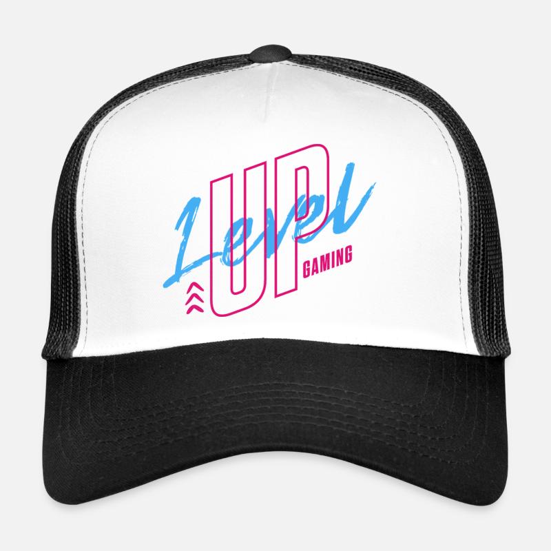 Neon Retro Gaming Logo 80er Vibe - Trucker Cap - Weiß/Schwarz