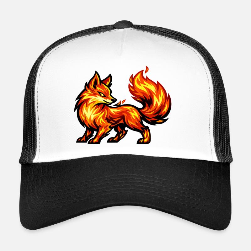Feuerfuchs – Tier aus Flammen - Trucker Cap - Weiß/Schwarz