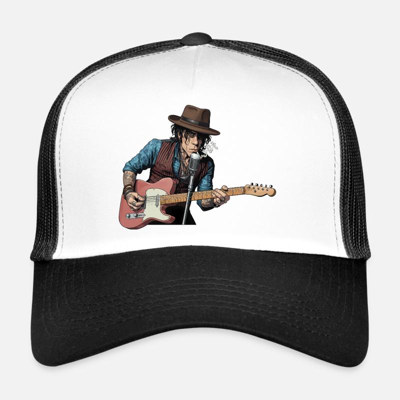 Bluesrock Sänger mit E-Gitarre Trucker Cap