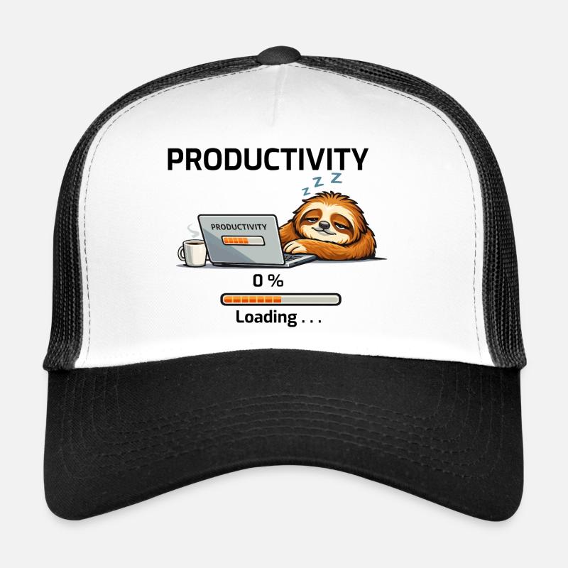 Productive Sloth on Laptop Trucker Cap