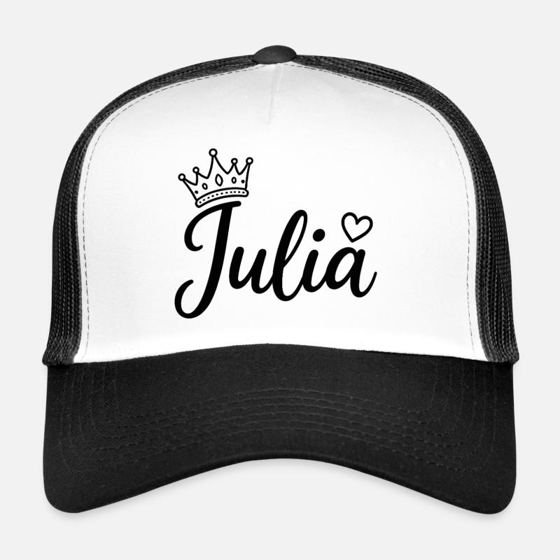 Julia Name Krone Herz Kalligraphie personalisiert Trucker Cap