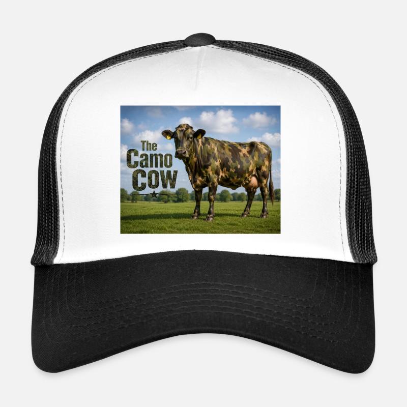 Camo cow in meadow Trucker Cap
