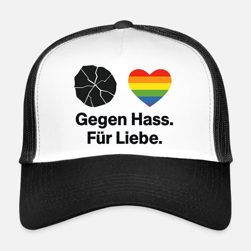 Liebe statt Hass Regenbogen Herz Spruch Trucker Cap