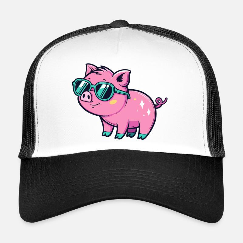 Cute Chic Pig Sunglasses Trucker Cap
