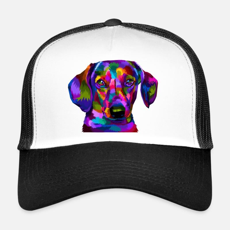 Vivid Prism Pup Portrait Trucker Cap