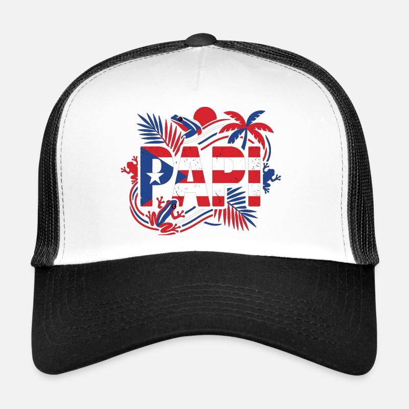 Papi Puerto Rico Flag Frog Tropics Trucker Cap