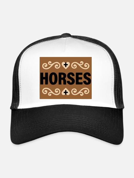 Horses Lettering Retro Riding - Trucker Cap - white/black - Front