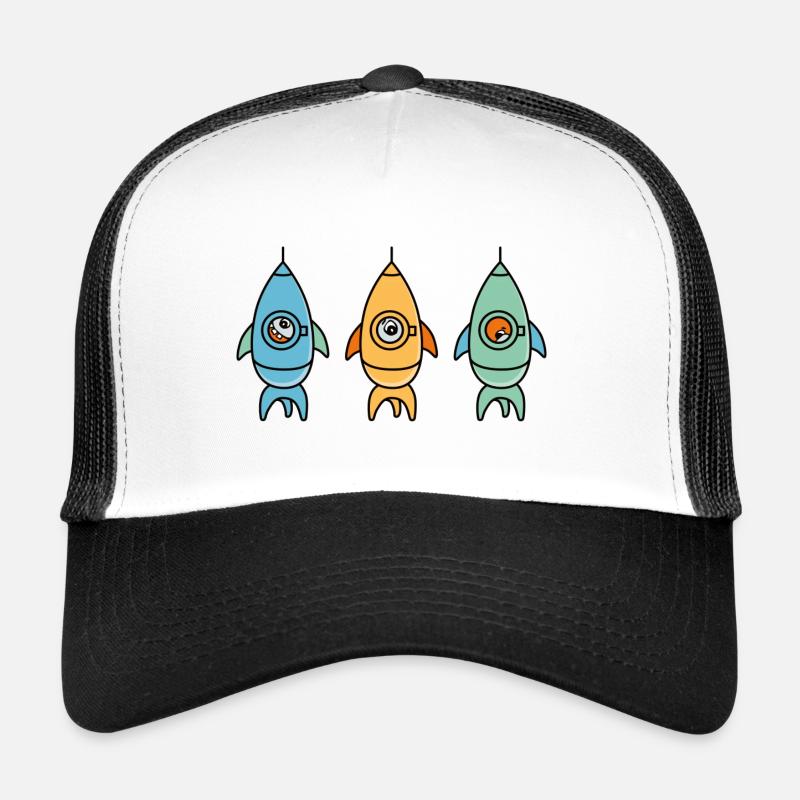 3_ROCKETS - Casquette trucker  - blanc/noir