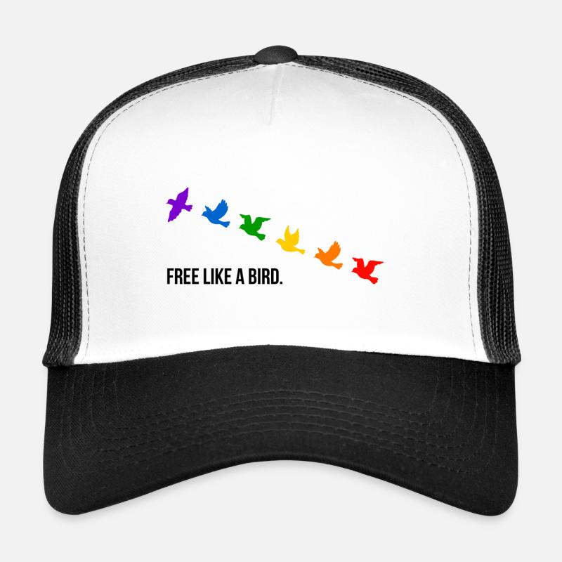 Libre comme un oiseau, aux couleurs de l’arc-en-ciel Casquette trucker 