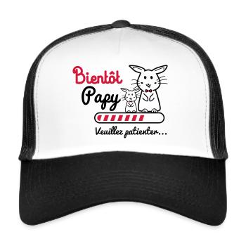 Bientôt Papy Lapin, futur papy, bientôt papy - Casquette trucker  - blanc/noir - Devant