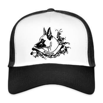 Malinois an Retro Banner Nr.2 - Trucker Cap - Weiß/Schwarz - Vorne