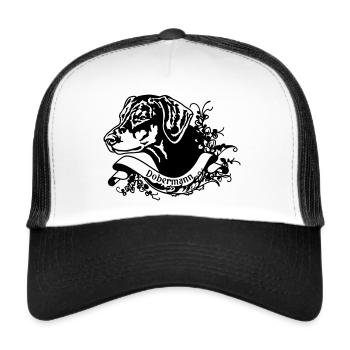 Doberman sur Retro Banner No. 1 - Casquette trucker  - blanc/noir - Devant