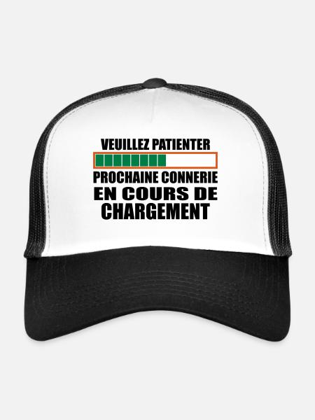 Connerie chargement cadeau humour - Casquette trucker  - blanc/noir - Devant