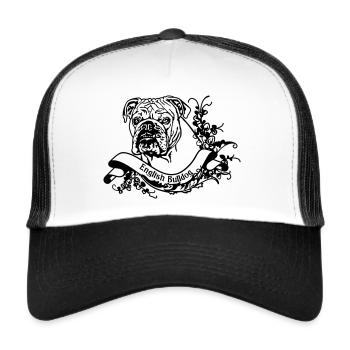 Bulldogge an Retro Banner Nr 3 - Trucker Cap - Weiß/Schwarz - Vorne
