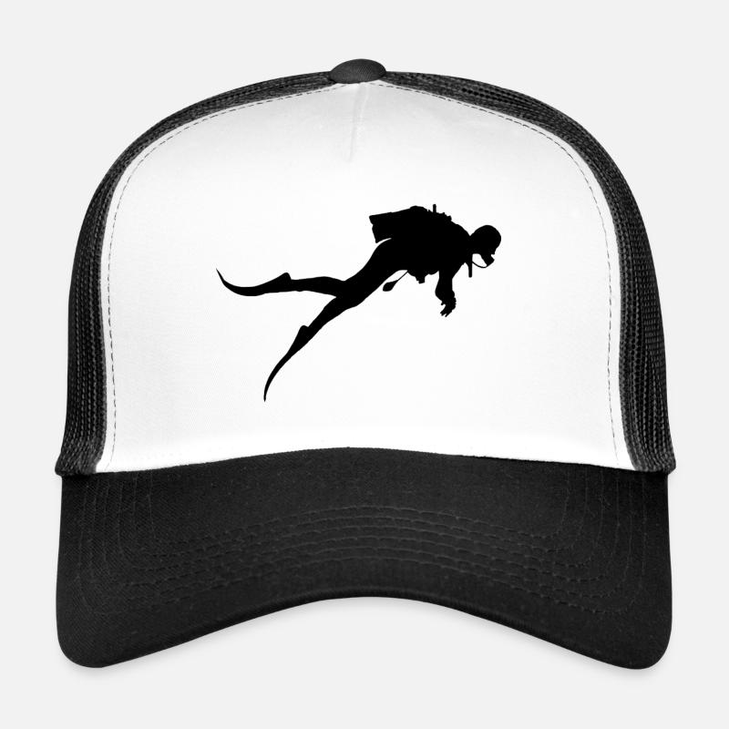Plongeurs / Plongée / Scuba Diver - Casquette trucker  - blanc/noir