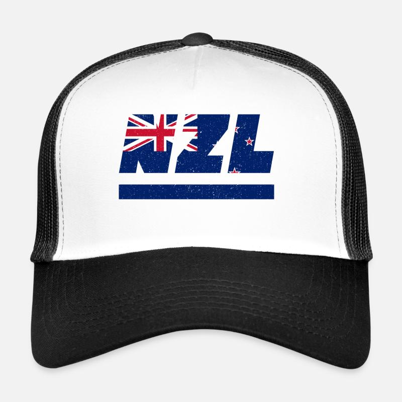Drapeau de la Nouvelle-Zélande NZL - Casquette trucker  - blanc/noir