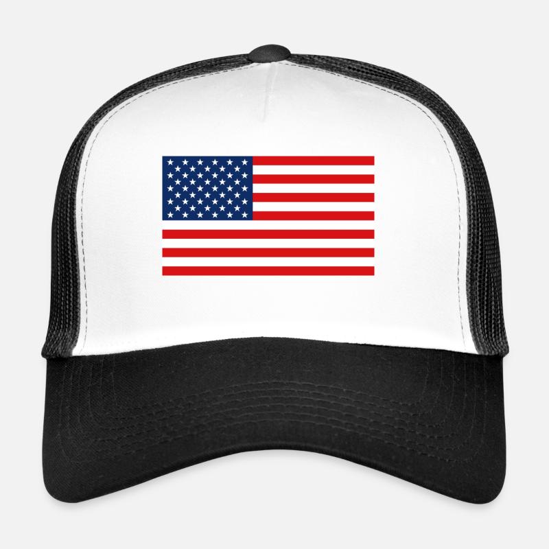 USA Flagge - Flagge - Trucker Cap - Weiß/Schwarz