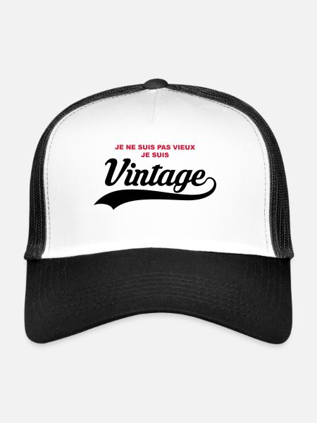 humour vintage - Casquette trucker  - blanc/noir - Devant