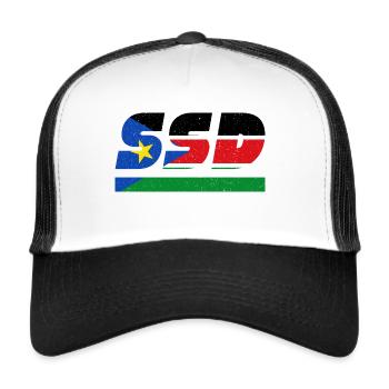Drapeau du Soudan du Sud Drapeau SSD - Casquette trucker  - blanc/noir - Devant