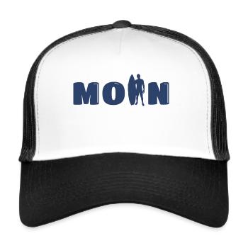 Moin mit Surfer - Trucker Cap - Weiß/Schwarz - Vorne