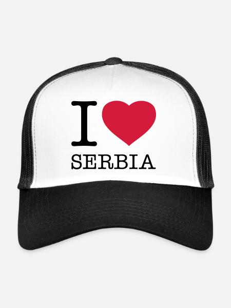 J’AIME LA SERBIE Serbien - Casquette trucker  - blanc/noir - Devant