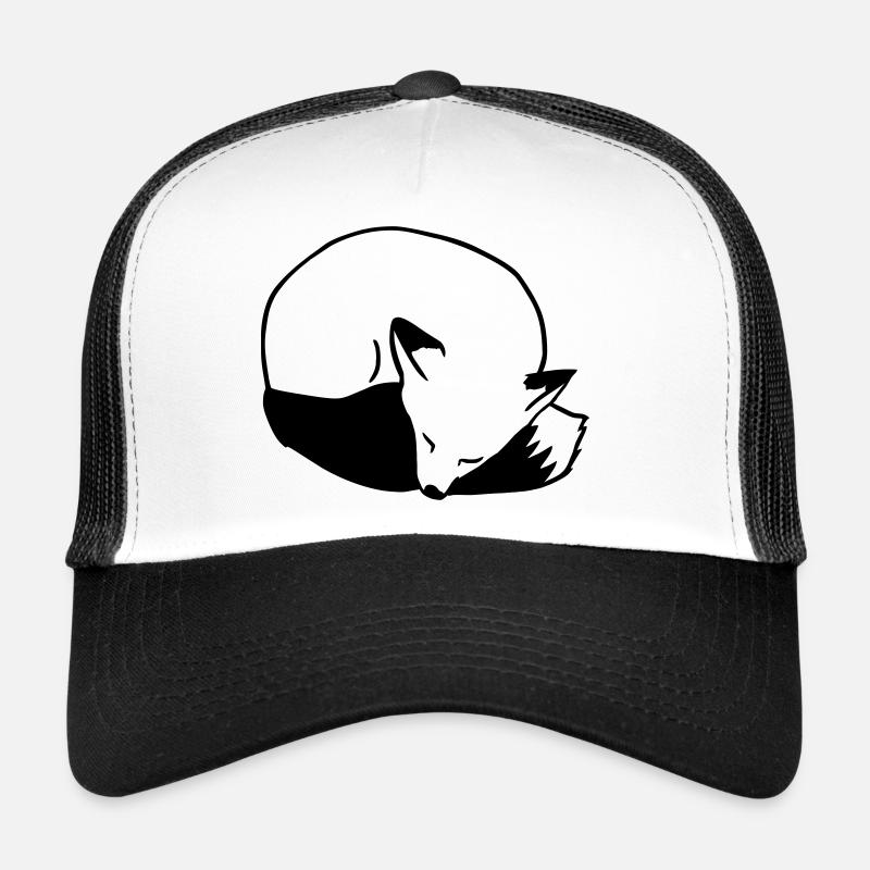 Fuchs schlafend: Niedlich, Kawaii & Comic Stil - Trucker Cap - Weiß/Schwarz