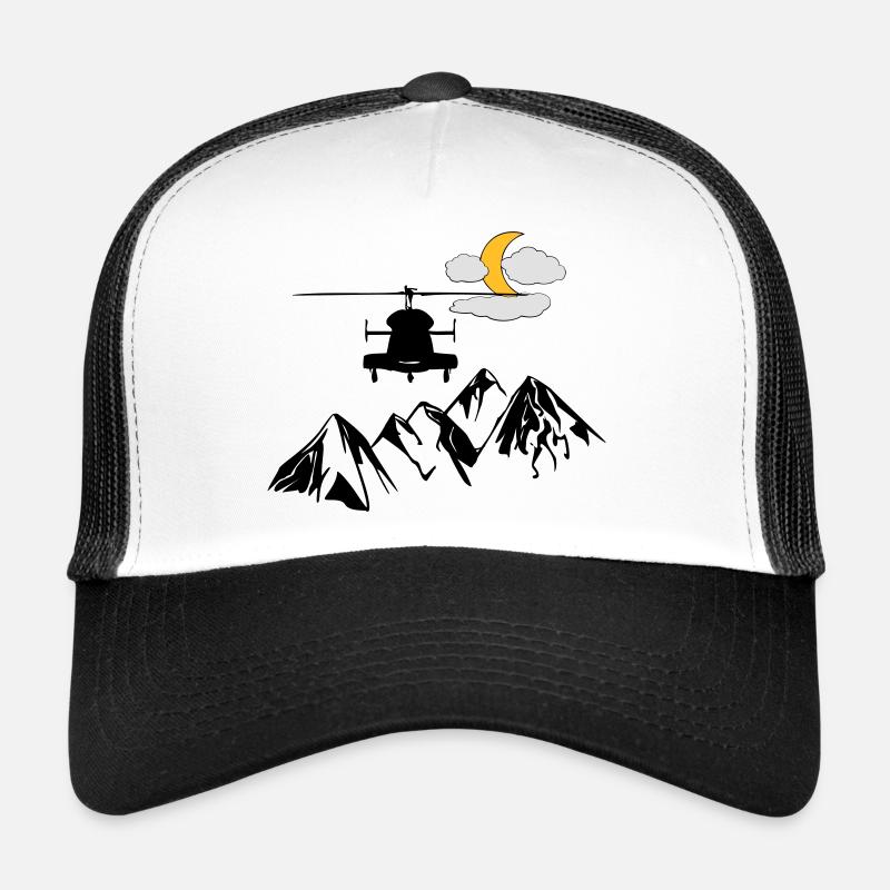 Heli, montagnes, lune, nuages Casquette trucker 
