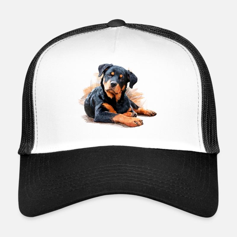 Rottweiler - Casquette trucker  - blanc/noir