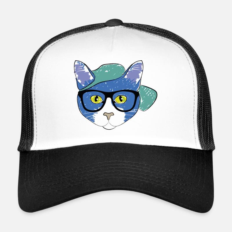 Blue cat with Cap Trucker Cap