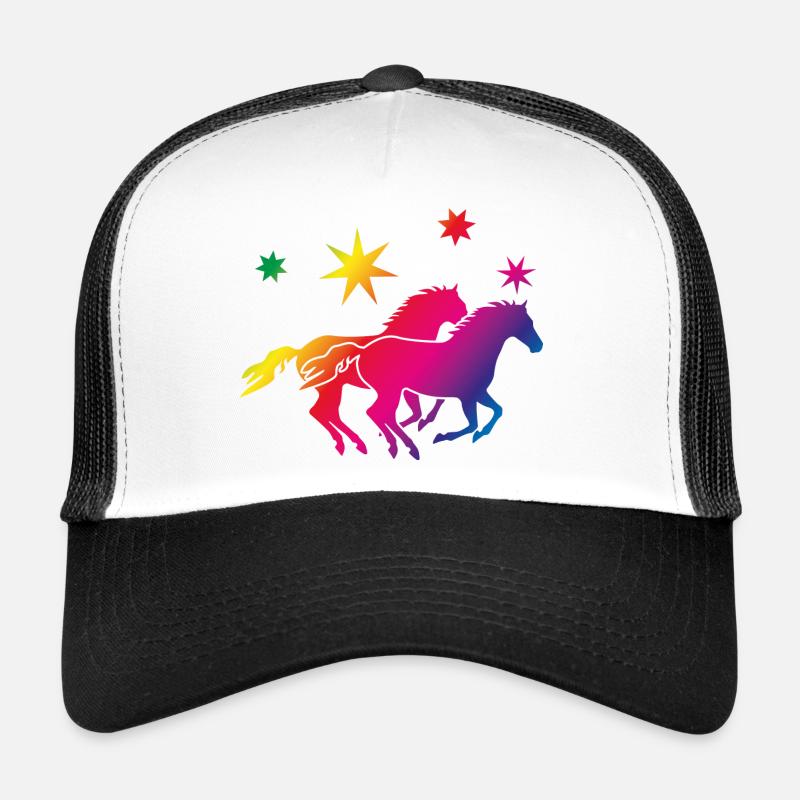 Rainbow Horse - Trucker Cap - white/black