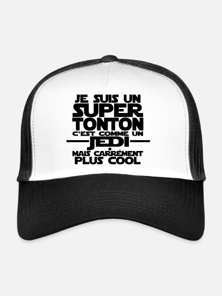 je suis un super tonton comme un jedi - Casquette trucker  - blanc/noir - Devant