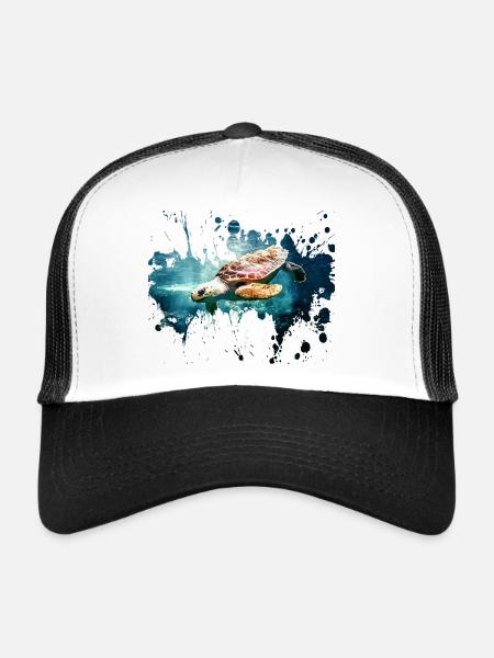 Petcontest tortue - Casquette trucker  - blanc/noir - Devant