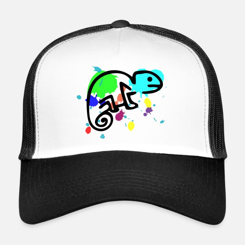 Colorful Chameleon - Trucker Cap - white/black
