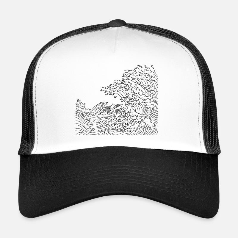 Das kleine Papierboot auf dem Meer - Trucker Cap - Weiß/Schwarz