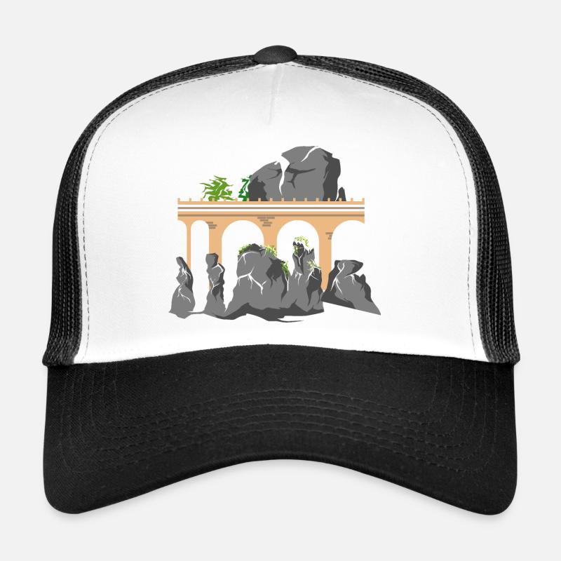 bastei saechsische schweiz berge geschenkidee - Trucker Cap - Weiß/Schwarz