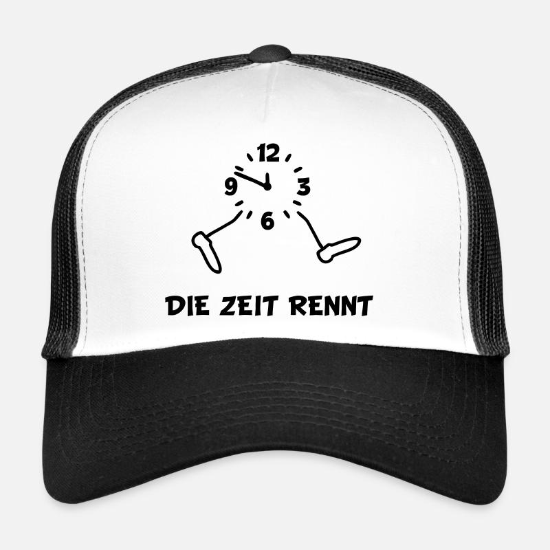 Uhr - Zeit Rennt - Trucker Cap - Weiß/Schwarz
