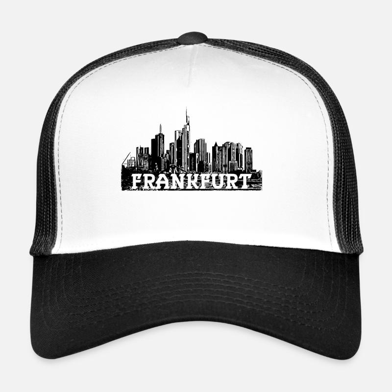 Frankfurt - Skyline - Trucker Cap - Weiß/Schwarz