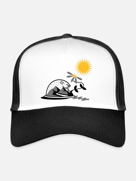 Snow globe with sunflower and sun - Trucker Cap - white/black - Front