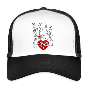 Bleib gesund Gesundheit Medizin Virus Spruch - Trucker Cap - Weiß/Schwarz - Vorne