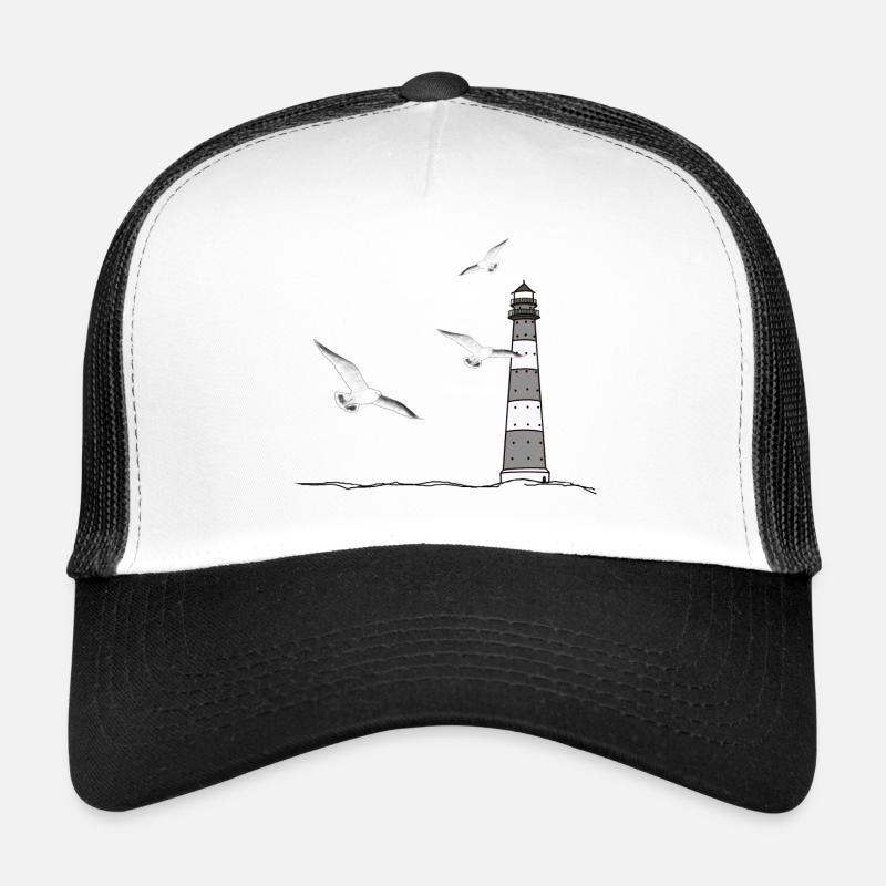 Leuchtturm, Möwen - Trucker Cap - Weiß/Schwarz