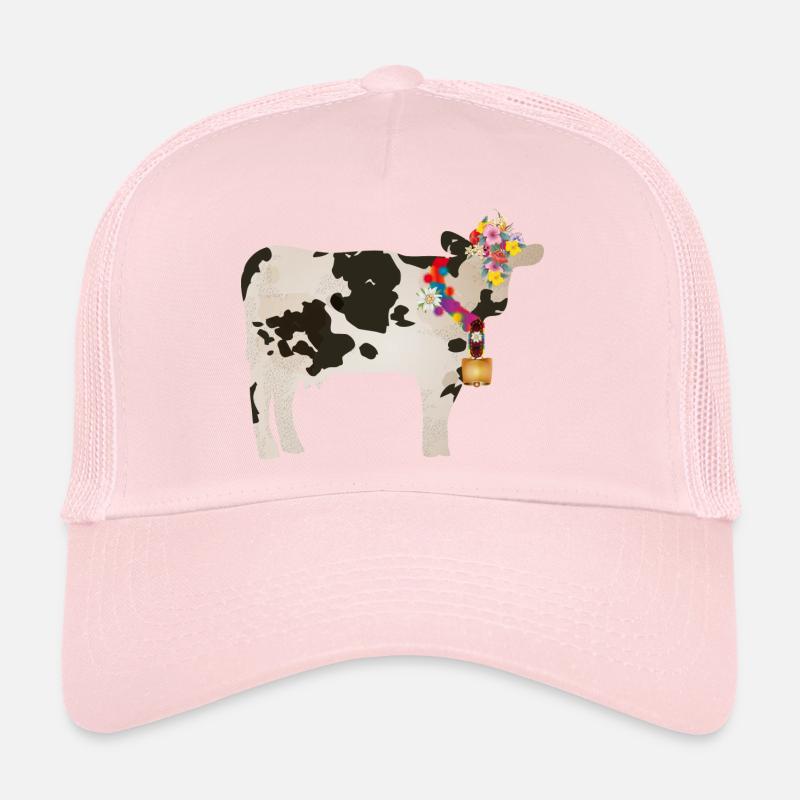 geschmückte Kuh mit Kuhglocke und Blumenschmuck Trucker Cap