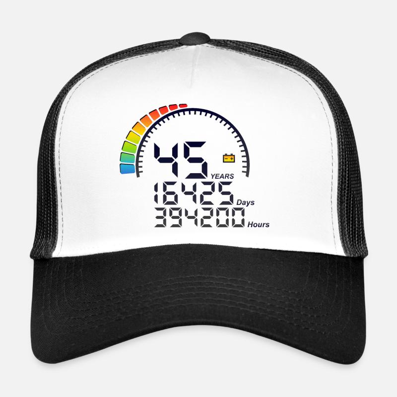 45 years anniversary counter days hours - Trucker Cap - white/black